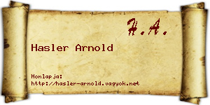 Hasler Arnold névjegykártya